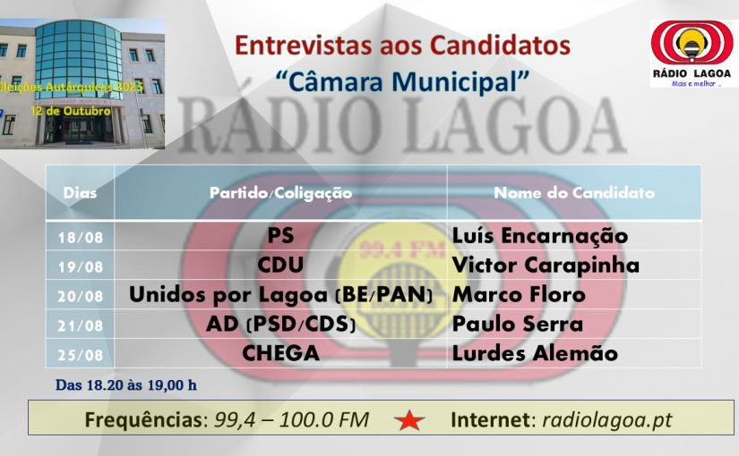 Rádio Lagoa inicia ciclo de conversas com os candidatos à Câmara Municipal de Lagoa